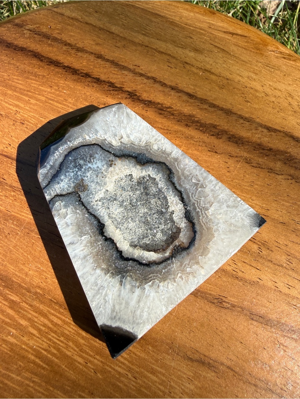Natural Black and White Agate Decorative Accent Piece